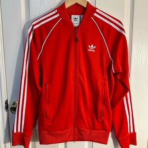 Adidas Track Jacket, Red, Mens Size Small